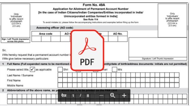 (Pdf)new pan card application form 49A download