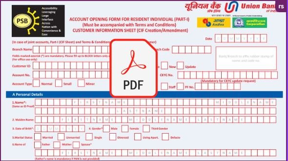 individual union bank account opening form pdf download