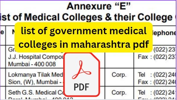 list of government medical colleges in maharashtra pdf