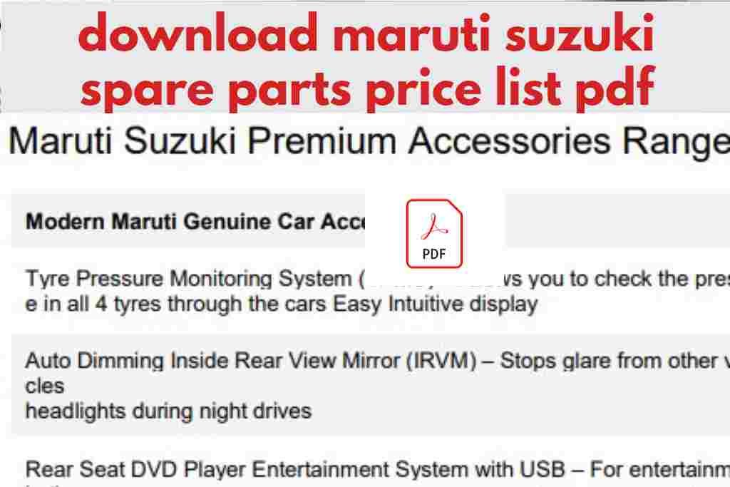 download maruti suzuki spare parts price list pdf