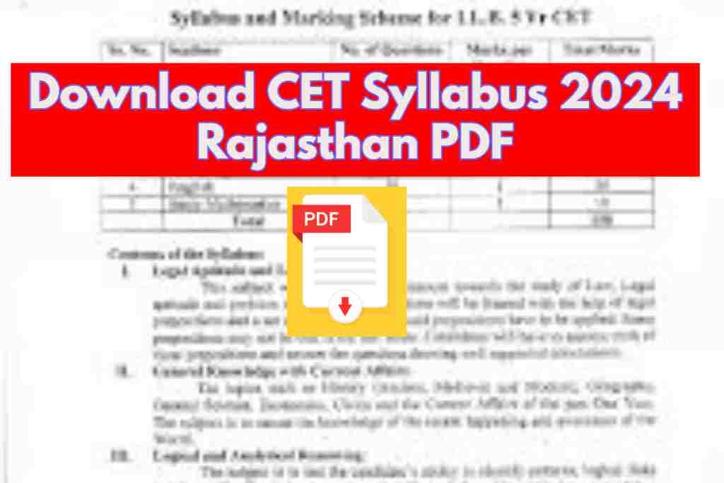CET Syllabus 2024 Rajasthan PDF download |
