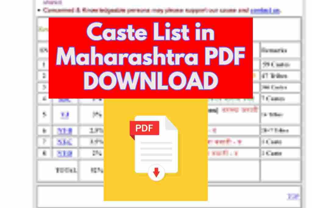 Caste List in Maharashtra PDF DOWNLOAD