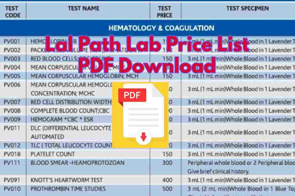 Lal Path Lab Price List PDF Download |