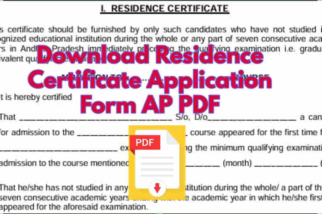 Download Residence Certificate Application Form AP PDF
