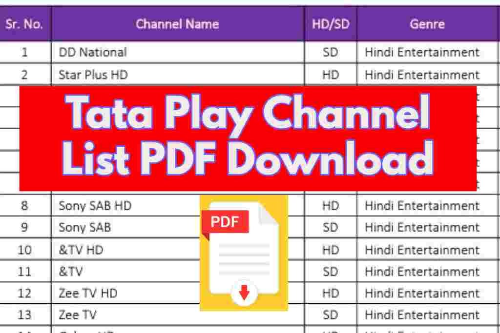 Tata Play Channel List PDF Download |
